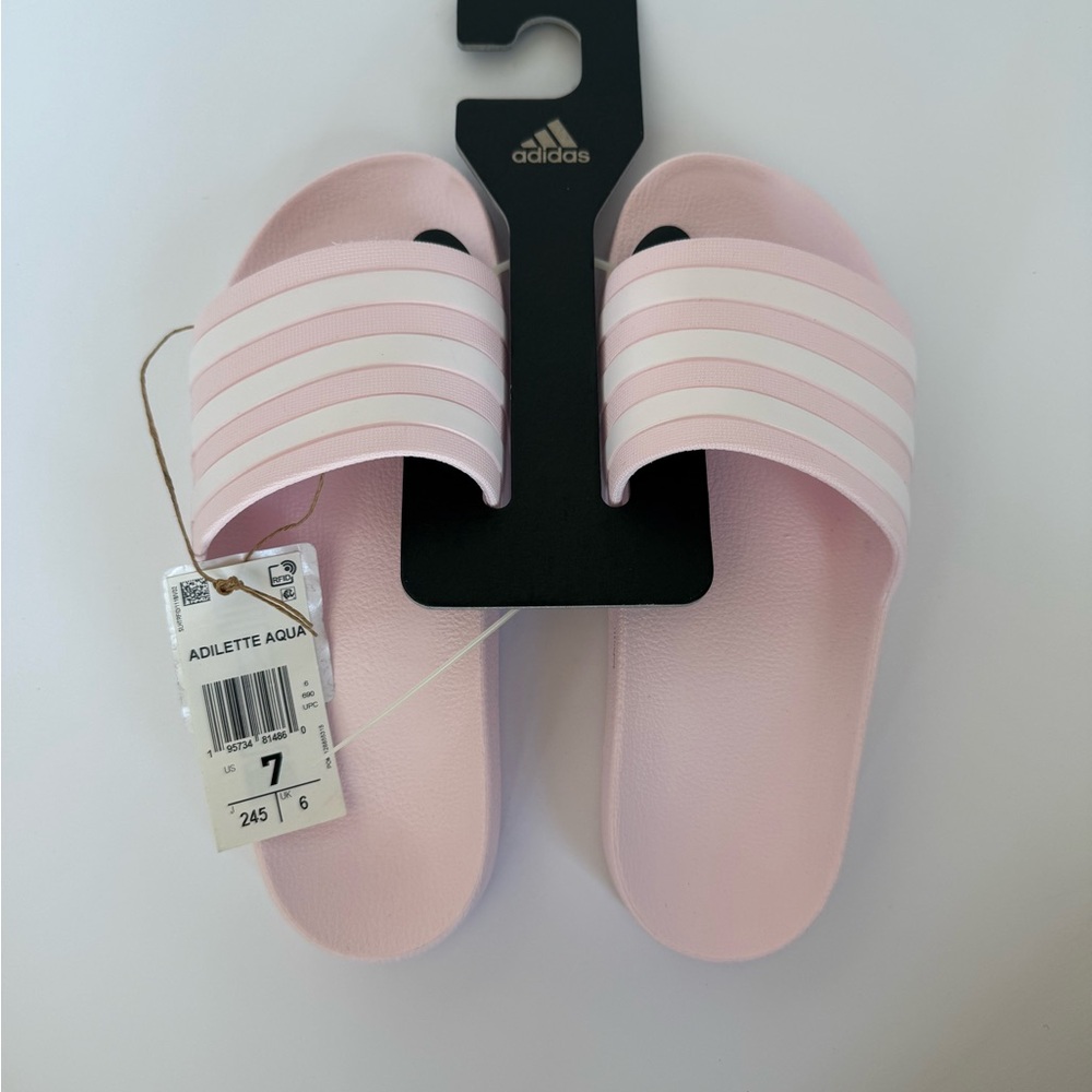 Women's Adidas Adilette Aqua Sz 7 Pink Slides - NWT